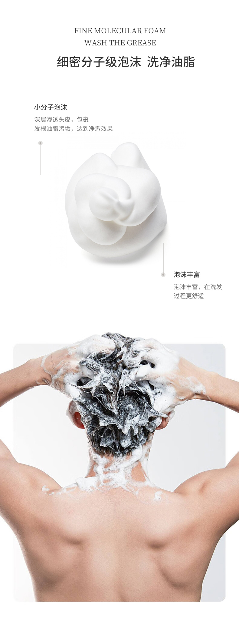 細(xì)密分子級(jí)泡沫，洗凈油脂